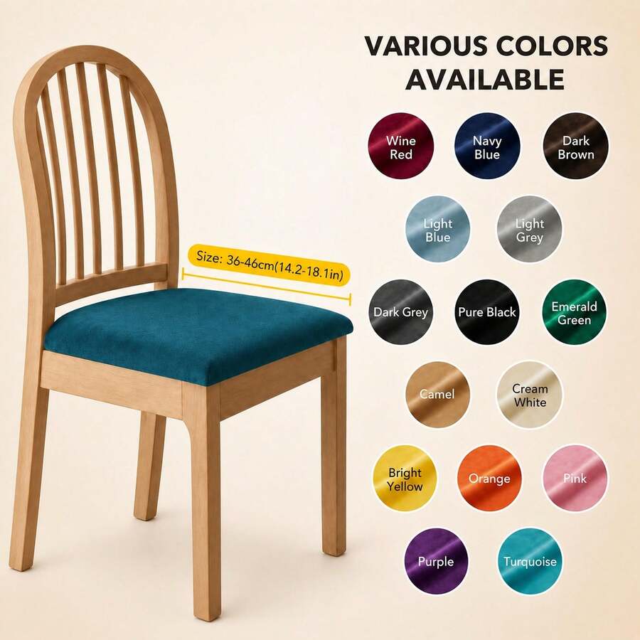 Stretch Soft Velvet Chair Seat Slipcover, Removable Washable Dustproof Chair Cushion Protector, Universal Seat Pad Cover Suitable For Kitchen, Dining Room And Hotel - Multicolor - View 1