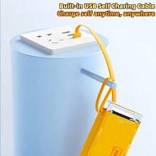 LADAPU 10000mAh 5W Slow Charging Multifunctional Power Bank With Flashlight, Ultra-Bright LED Camping Light, Rechargeable Portable Mobile Phone Charger, Built-In 4 Cables, USB-C Input & Output, Outdoor Travel Must Have Battery Packs,Give A Gift/Present.Travel, Going Out, Going To School, Going To Work And Going Out Are Necessary. - White-5W - 查看 6