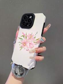 1 buah Casing Ponsel Anti Jatuh Kulit Garis Vertikal Motif Bunga Lili Merah Muda Minimalis Kreatif Modis Cocok untuk Samsung/Apple 17/16/15/14/13/12/11Pro Max/12Pro/14Plus dan Model Ponsel Lainnya - MultiWarna - View 3