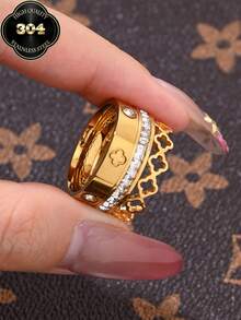 2026 New 14K Gold Plated Lucky Four-Leaf Clover Ring, Fashion Creative Design, Waterproof Stainless Steel Material Never Fade, Suitable For Daily Wear, Party And Mother's Day Gift - Silver - View 13