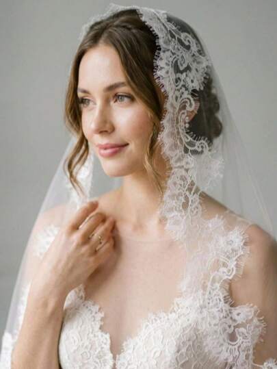 2026 New 3 Meters Long White Lace Bridal Veil, Extra Long Train Wedding Veil, French Lace Bridal Wedding Veil
