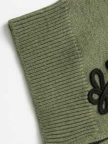 Women's Vintage Frog Button Zipper Knit Cardigan, European Style Round Neck Long Sleeve Short Jacket, Autumn/Winter Casual Versatile Knit Sweater Fall - Army Green - View 9