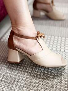 Lola MF Sandal | 4.5cm Block Heel | Exclusive Design | True To Size | Premium Comfort Insole - Apricot - View 6