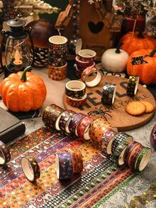 14rolls Vintage Halloween Themed Washi Tape, Retro Pattern Masking Tape, Perfect For Journal Decoration, Gift Wrapping, Card Making, Scrapbooking - Tape - View 6