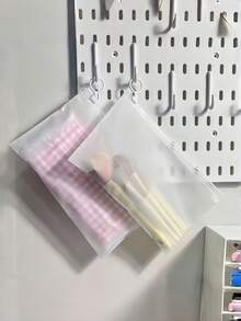 20/50pcs Transparent Frosted Ring Zipper Bags, Can Be Used As Travel Storage Bags, Underwear Bags, Makeup Bags, Can Store Lipsticks, Skincare Products, Phones, Coins, Small Items, Also Suitable For Home, Gifts, Vacation And Holiday (Halloween, Christmas) Occasions, - Multicolor - View 4