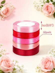 10 Rolls/1 Roll 25 Yards/Rolls 1cm Width Satin Ribbon Braided Thin Tape Gift Wrapping Cake …Packaging Material Bowknot Ribbon Valentine - 25-yard 1cm Ribbon - View 5