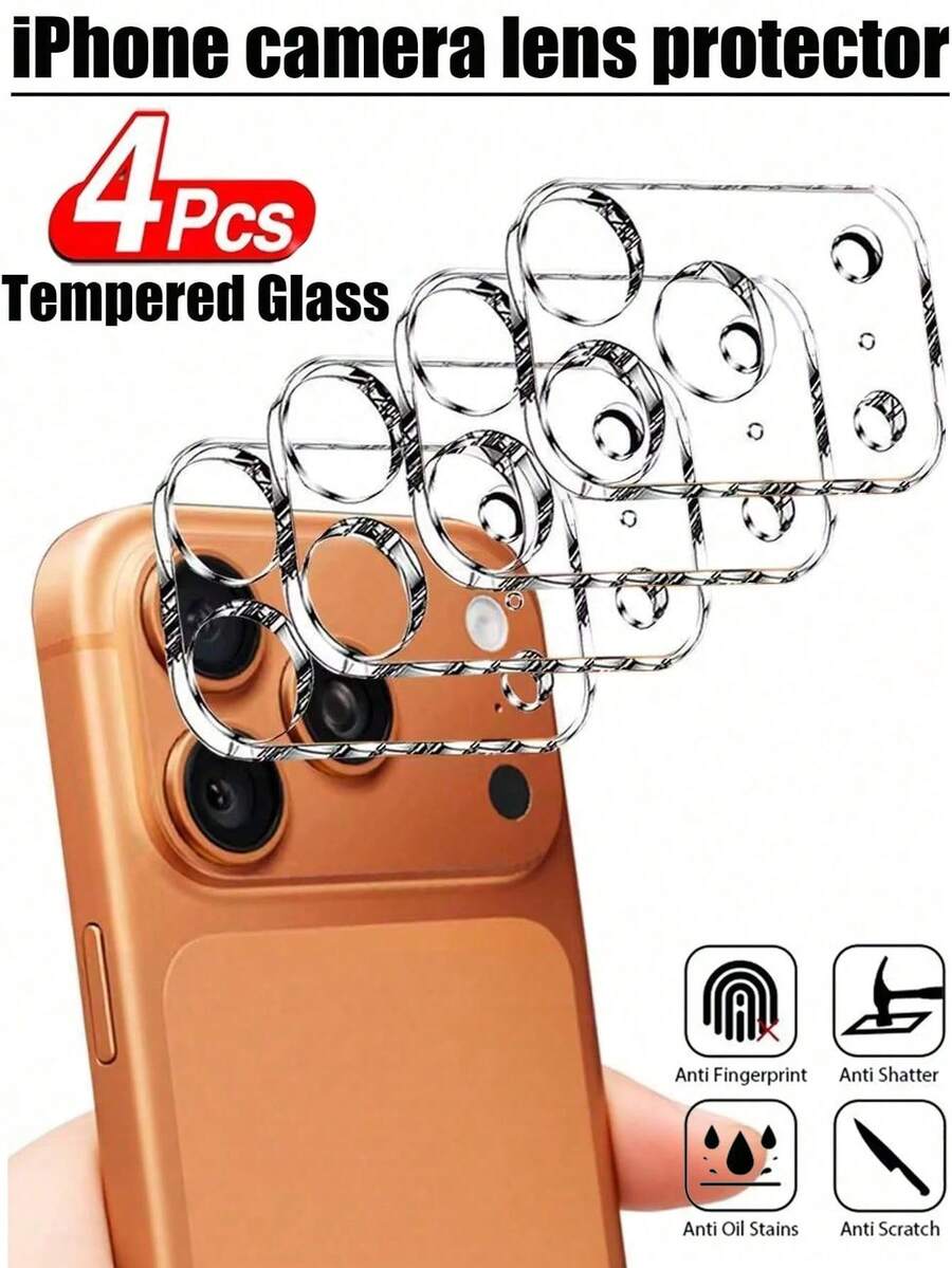 ZYSHI 4pcs 17 Pro/16/15/14/13/12/11 Camera Lens Protector, Military Grade Anti-Scratch Film, 9H Tempered Glass Camera Cover, [Does Not Affect Night Photography], Transparent - Clear - View 1