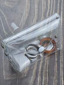 5/10pcs Simple Transparent PVC Square Snap Coin Purse, Portable Mini Coin Bag, Multifunctional Earphone, Jewelry, Cosmetics, Travel Small Card Bag. - Multicolor - View 5