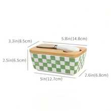 1 Set Ceramic Butter Dish With Bamboo Lid And Knife, Airtight Silicone Seal Butter Box, Suitable For Kitchen Countertop And Refrigerator, Perfect Baking Gift - View 9