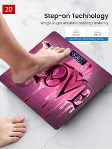 1件 LED 顯示電子秤,皇冠 LOVE 浴室秤,裝飾性稱重平台 - 適合長期使用,滿足居家稱重需求,最大承重 400lbs/180kg,溫度檢測,使用 AAA 電池(不含) - 彩色 - 查看 4