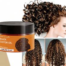 100g Black Castor Oil CURLING CLAY, Infused With Argan Oil - Curl Long-Lasting Anti-Frizz Hair, Keep Moisturized Curls Elastic Styling Conditioner Cream, Suitable For Dry And Curly Hair, Unisex. - Full Size - View 6