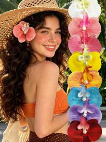 1/10/18pcs Summer Hawaiian Flower Hair Clips, 3.94 Inch 10pcs Solid Color & 8pcs Gradient Color, Women's Hibiscus Flower Hair Clips, Suitable For Beach, Vacation, Party - Multicolor - View 14