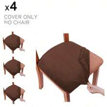 Soft Stretch Velvet Dining Chair Seat Slipcover, Removable Washable Dust-Proof Chair Cushion Protector, Universal Seat Pad Cover For Kitchen, Dining Room, Home Household - Multicolor - View 12
