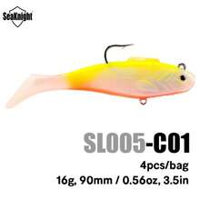 SeaKnight SL005 Realistic Swimming Soft Bait, 90mm 16g Scented Minnow Lure With 3D Realistic Eyes, Suitable For Jig Head, Wacky, Texas And Dropshot Rigs, Freshwater And Saltwater Universal, For Bass, Trout And Other Carnivorous Fish - Multicolor - View 3