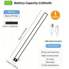 1pc Motion Sensor Wireless LED Light, 3 Color Modes, USB Rechargeable Lamp, Ultra-Thin Smart LED Cabinet Closet Light, Comes With Charging Cable, Suitable For Cabinet, Kitchen, Bedroom, Staircase Lighting - Side-lit 3-color - View 11