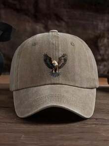 1pc Printed Baseball Cap With Flying Eagle Graphic, Suitable For Men's Outdoor Wear, Fashionable And Versatile, Hip-Hop Style, Design, Washable, With Distressed Effect - Multicolor - View 2