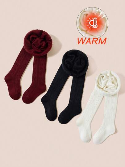 1 Pasang Celana Ketat/Legging Anak Perempuan, Gaya Musim Gugur/Dingin, Rajutan Kabel Retro Serbaguna Warna Polos, Lapisan Termal Tebal Nyaman Hangat Lembut, Cocok Untuk Pakaian Musim Gugur/Dingin/Hadiah Liburan/Perjalanan/Pakaian Sehari-hari/Kembali ke Sekolah/Kantor Rumah/Jalan-jalan, Warna/Gaya Acak, Tersedia Berbagai Warna dan Kombinasi