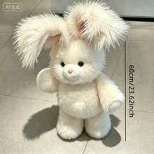 Fluffy White Rabbit Plush Doll, Cute Stuffed Rabbit, Holiday Party Decoration And Gift - Multicolor - View 14