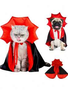 1pc/Set - Halloween Cloak Pet Dog Bat Transformation Dress Funny Clothes Holiday Dress Cat Dress Up Supplies - Multicolor - View 1