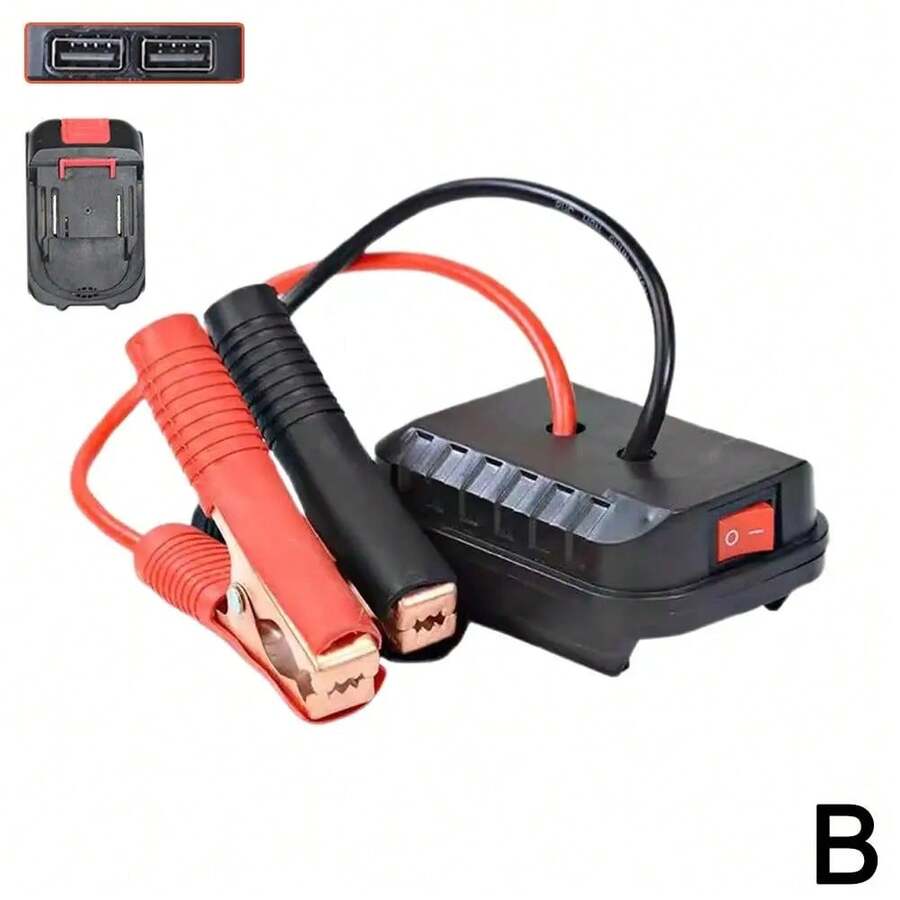 Adaptador mejorado para de carga de herramientas de bricolaje de emergencia, arrancador de batería, encendedor automático, clip de carga para convertidor de batería de litio. - Con USB - Ver 1