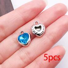 5/10pcs Heart Rhinestone Charms Multicolor Faceted Crystal Heart Pendant Charms For DIY Bracelet Necklace Earring Jewelry Making Findings - Multicolor - View 10
