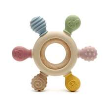 6-Point Teething Boat Steering Wheel Teether For Baby, Silicone And Beech Wood Teething Toy For Infant Teething Period - Multicolor - View 11
