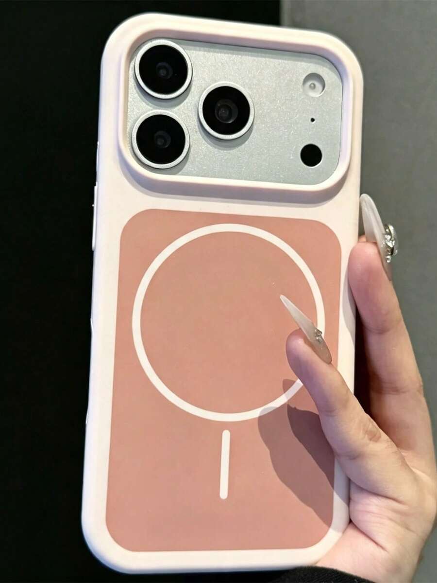 Luxury Colorblock Liquid Silicone Magnetic Wireless Charging Phone Case, Compatible With IPhone 18ProMax 18Pro 17ProMax 17Pro 17 16 15 14 13 Pro Max, Lens Protection Shockproof Back Cover