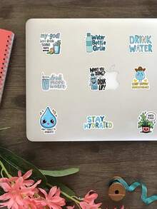 50P Stay Hydrated Stickers Simple Text Self-Adhesive Decals Water Bottle Laptop Decor - Multicolor - View 3