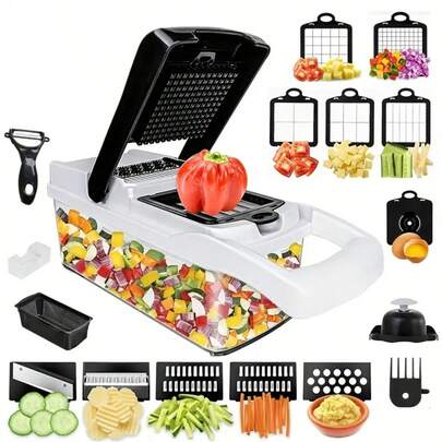 16in 1 Multifunctional Vegetable Chopper, Durable Vegetable Slicer, Garlic Chopper, Onion Potato Grater, Summer Kitchen Accessories