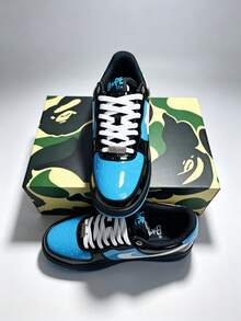 A BATHING APE STA LOW Sneakers Blue Black BAPE Skate Shoes - Blue - View 6