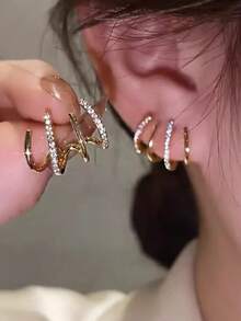 1 par de pendientes de botón decorativos versátiles para mujer, elegantes y de moda, color dorado brillante, para regalo, cita, boda y fiesta - Amarillo Oro - Ver 6