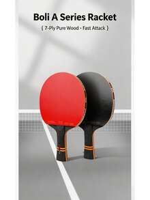 BOLI A12 Table Tennis Racket Set, 2 Paddles + 3 Balls, 7-Layer Poplar Wood Blade With Inverted Rubber, Beginner Indoor Ping Pong Kit - Multicolor - View 2
