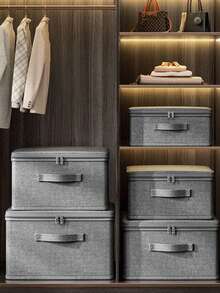Fabric Storage Box, Foldable Fabric Box With Lid, Suitable For Clothes, Toys, And Home Storage, Cotton And Linen Material, Bedroom Storage Organizer - Grey - View 4