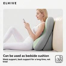 Care Cushion, Memory Foam Backrest Cushion For Sitting Up In Bed, Two-Piece Adjustable Bed Wedge Pillow, Comfortable Reading Support Pillow For Back And Neck, Multifunctional Lumbar Cushion For Gaming And Relaxation, Non-Slip Heightening Cushion - Two-tone Gray - View 8