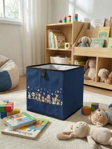 1pc Cartoon Animal Print Open Storage Bin, Baby Diaper & Toy Organizer Basket, Foldable, Stackable, Drawer-Style Durable Multi-Function Storage Box, Space-Saving Design For Home, Dorm, Home Organization, Under-Bed Storage - Multicolor - View 11