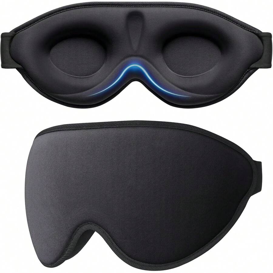 100% Light Blocking Sleep Masks For Men&Women-Zero Eye Pressure Mask |   3D Ergonomic Design Eye Movement And Eyelash Friendly, Ultra Comfortable Blindfold For Sleeping, Nap/Travel Essentials - Black-1pc - View 1
