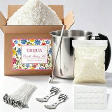 Tidjun Complete Candle Making Kit For Adult Beginners, DIY Candle Accessories Materials Include Soy Wax Flakes, 1300ml Wax Melting Pot, 20 Wicks, 20 Wick Stickers, 2 Wick Holders With 3 Holes - Full Set Of Candle Making Tools And Accessories - Home Decor And Handmade Candle Wick Set - Candle Accessories - View 2