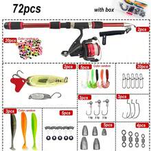 Set Umpan Pancing 72 Buah, Set Pancing Lengkap Portabel Ringan/Dasar - Joran Teleskopik 1,8m/5,9ft, Reel Spinning & Aksesoris - Cocok Untuk Pemula Dan Pemancing Profesional, Dapat Digunakan Untuk Semua Lapisan Air, Dapat Digunakan Untuk Air Tawar Dan Air Garam - Set 8 - View 10