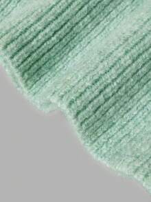 Autumn Ladies Mint Green Pullover Sweater Wide Boat Neck Oversized Puff Long Sleeve Rib Knit Halloween Costume - Mint Green - View 6