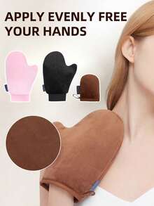 1pc/3pcs Reusable Body Face Self Tanning Mitt Double Sided Lotion Applicator Tanning Glove Washable, Reusable Body And Face Self Tanning Mitt, Double Sided Lotion Applicator Mitt, Washable Blackening Mitt For Body Care Spa Oiling - Multicolor - View 3