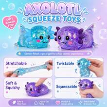1pc Glitter&Sugar Crystal Salamander,Axolotl,Stress Relief Toy,Soft And Slow Back,Perfect For All Ages Austism,Christmas Stocking Fillers,Party Bag Fillers,Blue For Boys,Pink For Girls, Sensory Toy - Multicolor - View 2