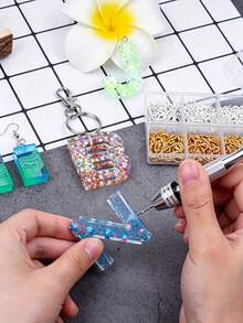 Mini Hand Drill Set (Includes 1 Handle And 10 Drill Bits), Suitable For DIY Keychains, Jewelry Making, Resin Drilling And Model Crafts, Versatile And Practical, Reusable, High Quality/Easy To Operate - Multicolor - View 3