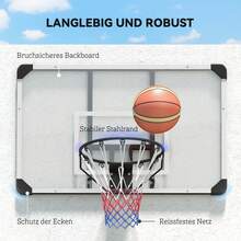 Wall-Mounted Basketball Hoop With Backboard And Net, 113 X 61 X 73 Cm, Steel, For Outdoor Activities, Black - Black + White - View 3