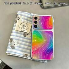 1pc Fashion Rainbow Water Ripple Colorful Ray Pattern Spray Painted TPU Full Coverage Phone Case Compatible With Apple 17 Pro Max/16 Pro Max/15 Pro Max/14 Pro Max/13 Pro Max/12 Pro Max/11 Pro Max/Galaxy S26 S25 S24 Ultra S24 Plus S24 FE S23 S22 A55 A54 A53 A52 A50 A30 A42 A35 A34 A33 A25 A24 A20 A30 A15 A17/ Smart 8/ Hot 40i/Spark 20/Spark 20C/Spark Go 2024/ G84 - Silver - View 5