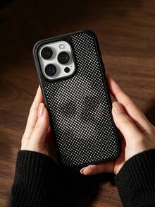 1pc Black Base Dense Tiny Sparkling Star Rhinestone Phone Case, Shockproof Anti-Scratch Protective Cover, Elegant Luxury Daily Accessory, Premium Gift Compatible With IPhone 11 12 13 14 15 16 17 Pro Max, Halloween Gift - Multicolor - View 1