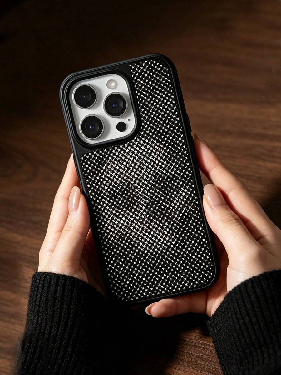 1pc Black Base Dense Tiny Sparkling Star Rhinestone Phone Case, Shockproof Anti-Scratch Protective Cover, Elegant Luxury Daily Accessory, Premium Gift Compatible With IPhone 11 12 13 14 15 16 17 Pro Max, Halloween Gift - Multicolor - View 1