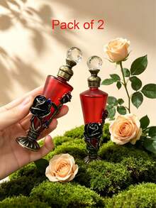 [2pcs]18 ML/30 ML Exquisite Vintage Hand-Painted Rose Enameled Bottles, Decorative Beauty ConTrainers, Convenient For Travel/Personal Care, Perfume And Essential Oil Travel Bottles [Empty Bottles], Travel Bottle Set - View 1