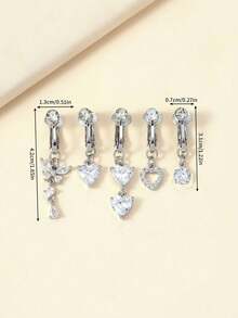 Juego de 5 piezas de joyas para el ombligo de mujer, joyas para el ombligo sin perforación, sin necesidad de perforación, Halloween, Pascua, Navidad, bar, fiesta, playa, uso diario - Plateado - Ver 4