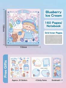 1 buah Buku Catatan Kotak-kotak Seri Magic, Buku Harian Jurnal Retro Kawaii Lucu untuk Anak Perempuan, Anak-anak, Siswa Sekolah Dasar & Perlengkapan Sekolah - MultiWarna - View 14
