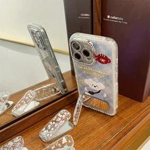1PC Graffiti Floral Transparent Mirror Phone Stand Back Sticker Phone Case, Foldable Support Mini Portable Compact Phone Holder, Ultra-Thin Invisible Desktop Phone Mirror Stand - Multicolor - View 4